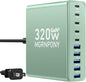 320W USB C Charger Block, 10-Port USB C Charging Station GaN III PD 65W PC by MGRNPONY
