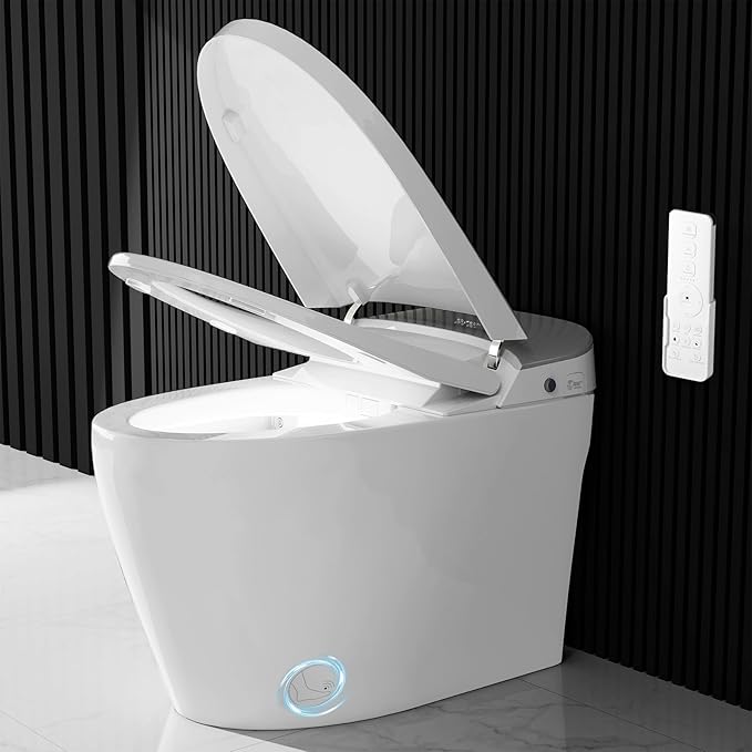 Smart Toilet with Pump Assisted Flush, Foot Sensor Operation, Heated Bidet Seat by FocusonKitchenBathroom