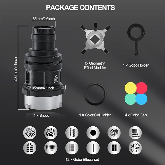 Alluneitter S-80 Bowens Mount Optical Conical Snoot Spotlight Kit. Adjustable - Image 6