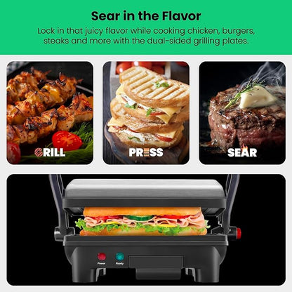 Chefman Electric Panini Press Grill, Compact 2-Slice Sandwich Maker, Non-Stick - Image 4