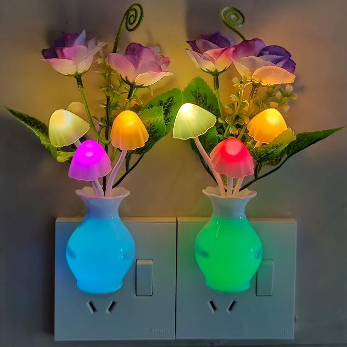 AUSAYE 4 Pack Plug in LED Night Light Sensor Rose Light, Energy Saving Lamp - Image 3