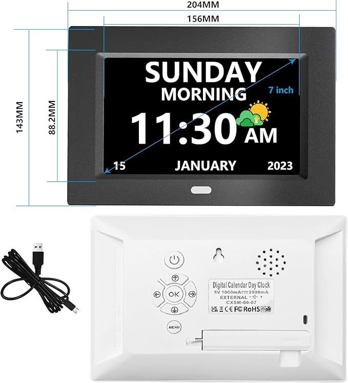 MRCHYDZ 7 Inch Clock with Day and Date - Image 2