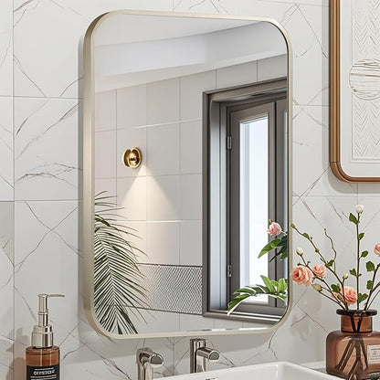 22x30 Inch Brushed Nickel Bathroom Mirror, Framed Rectangle Mirror - Image 2