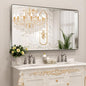 LOAAO 60X36 Inch Brushed Nickel Bathroom Mirror, Rounded Rectangle Silver Metal by LOAAO