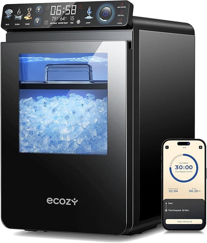 ecozy Nugget Ice Maker Countertop, Smart Pebble Ice Machine by ecozy