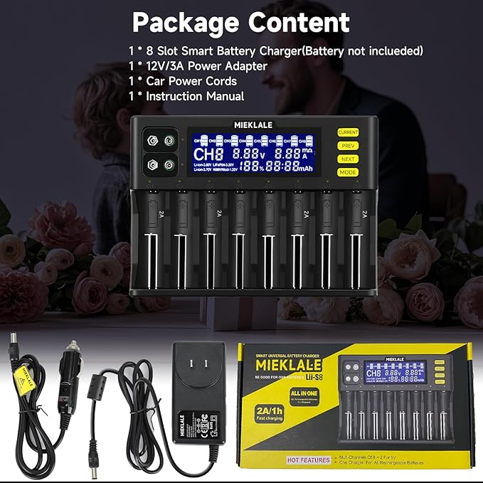 18650 Battery Charger, MIEKLALE 8+2 Bays Smart Universal Battery Charger - Image 9