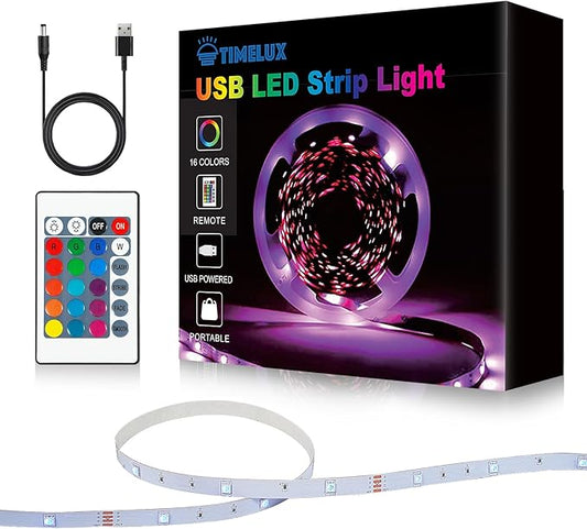 Timelux USB 32.8ft LED Strip Lights Color Changing LED Tape Lights by Unknown