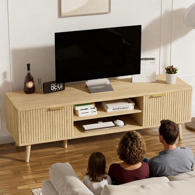 SHGJ&SOFT Storable TV Stand 65 Inch, Mid Century Modern TV Console Two Cabinet - Image 8