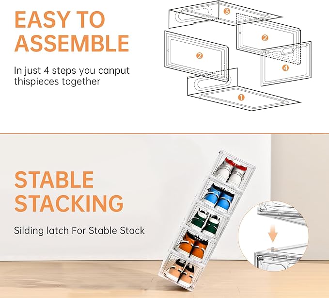 6 Pack Large Shoe Storage Box, Shoe Containers - Image 7