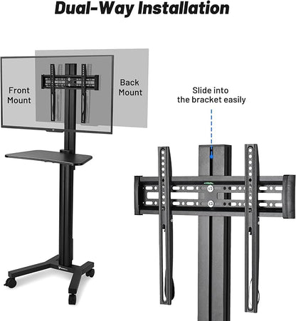 AW Rolling TV Stand Mobile TV Cart Height Adjustable - Image 6