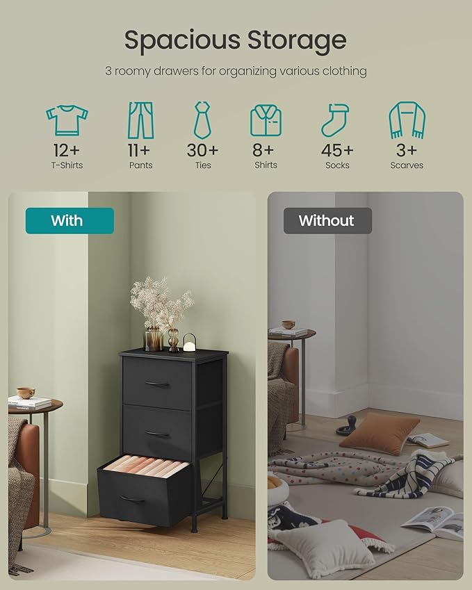 SONGMICS Dresser for Bedroom, Chest of Drawers, 3 Non-Woven Fabric Drawers - Image 4