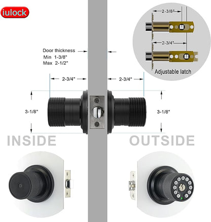 iulock Smart Door Knob with Keypad and Key, Keyless Entry Door Lock with Rubber - Image 5