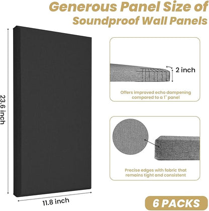 6 PCS Acoustic Panels, Large Soundproof Wall Panels, Professional Fiberglass - Image 4