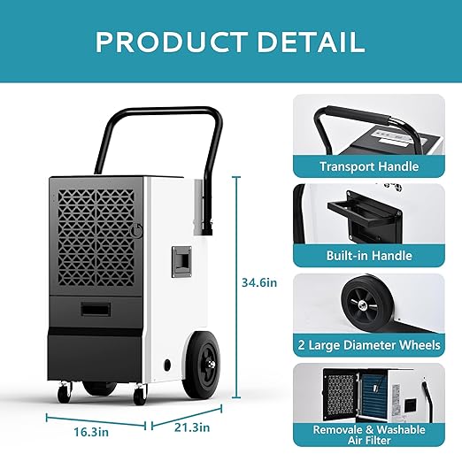 EUHOMY 160 Pints Commercial Dehumidifier - Image 5