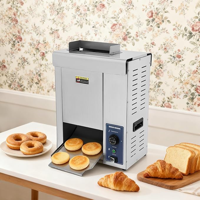 Commercial Burger Bun Toaster, 2000W Electric Vertical Burger Bread Baking - Image 2