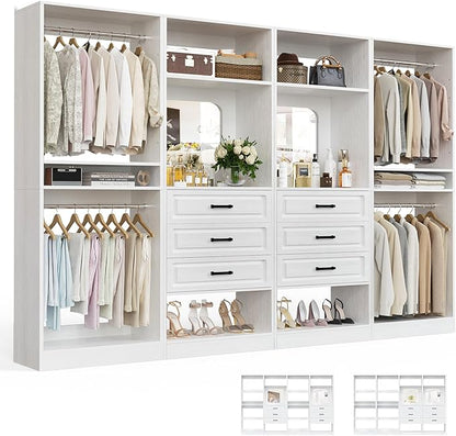 Unikito Closet System with Drawers, 100” Wood Closet Organizer with Hanging by Unikito
