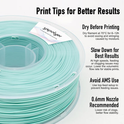 yxpolyer flexible pla food-safe 92a soft pla 3d showing dimensions
