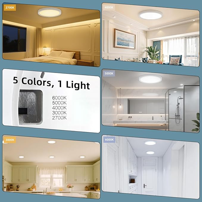 TOPELER 9inch Flush Mount Ceiling Light, Dimmable Ultra-Thin LED Ceiling Light - Image 3