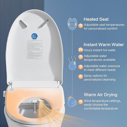 Smart Bidet Toilet Seat with Remote, Adjustable Heated Seat&Air Dryer, Endless - Image 2