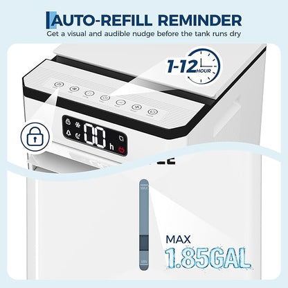 Portable Evaporative Air Cooler, 1.84Gal Touch Screen Cooler Fan - Image 3