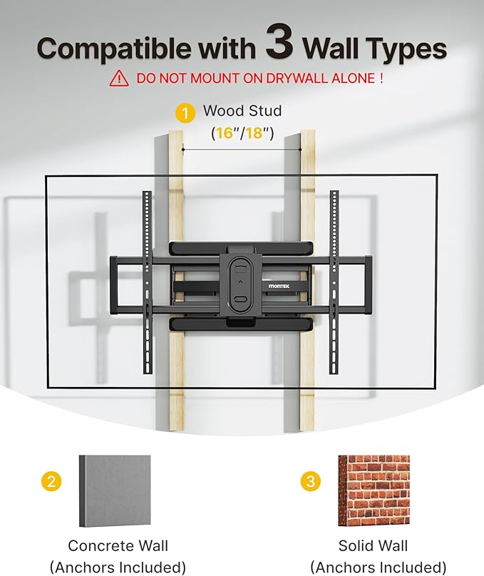 monTEK Heavy Duty Full Motion TV Wall Mount - Image 8