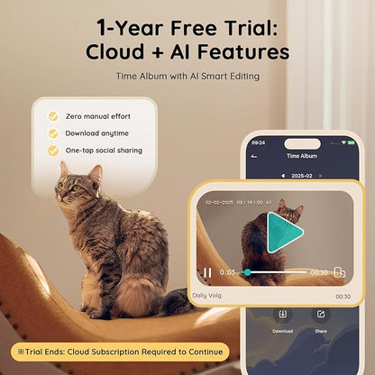 Pet Camera Treat Dispenser, 2K Dog & Cat Cam, Remote Treat Tossing, 360° Auto - Image 2
