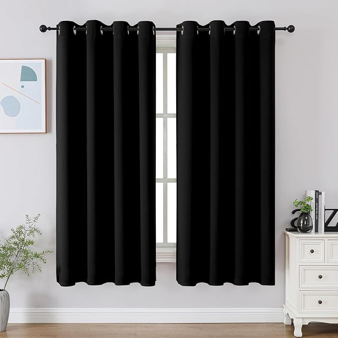 CUCRAF Black Blackout Curtains 54 Inches Long, Thermal Insulated Noise Reducing by CUCRAF