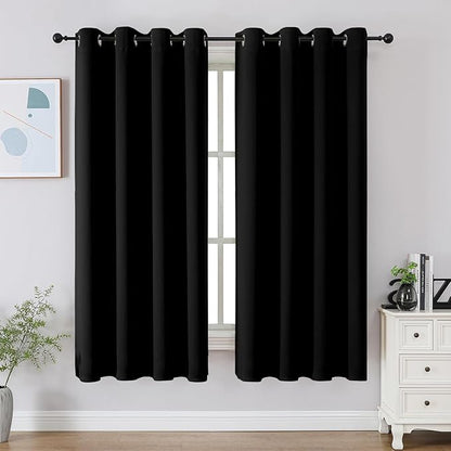 CUCRAF Black Blackout Curtains 54 Inches Long, Thermal Insulated Noise Reducing by CUCRAF
