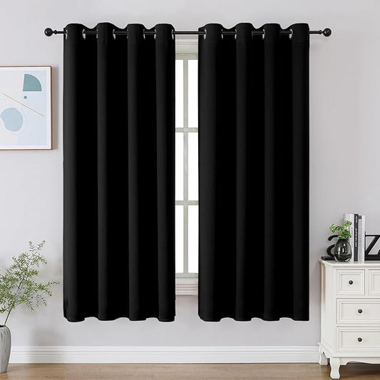 CUCRAF Black Blackout Curtains 54 Inches Long, Thermal Insulated Noise Reducing by CUCRAF