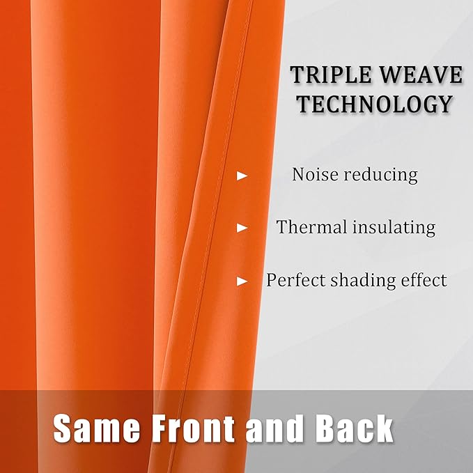 DUALIFE 90 Inch Orange Curtains - Image 5