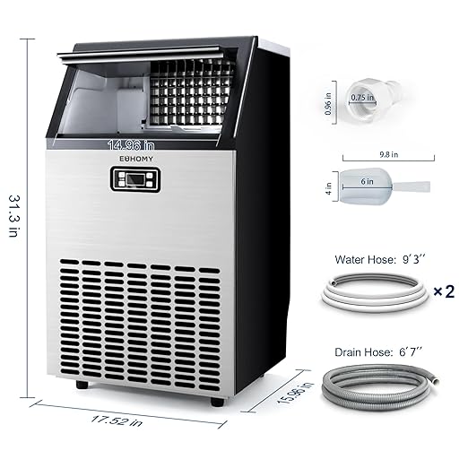 EUHOMY Commercial Ice Maker Machine, 150lbs/24H Stainless Steel Under Counter - Image 6