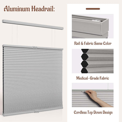 Custom Color-Matched 1.5" Top Down Bottom Up Cellular Shades for Indoor Windows & Doors, Cordless Privacy Top Down Bottom Up Cellular Shade, Insulated Honeycomb Blinds, Noise Reduced Honeycomb Blinds