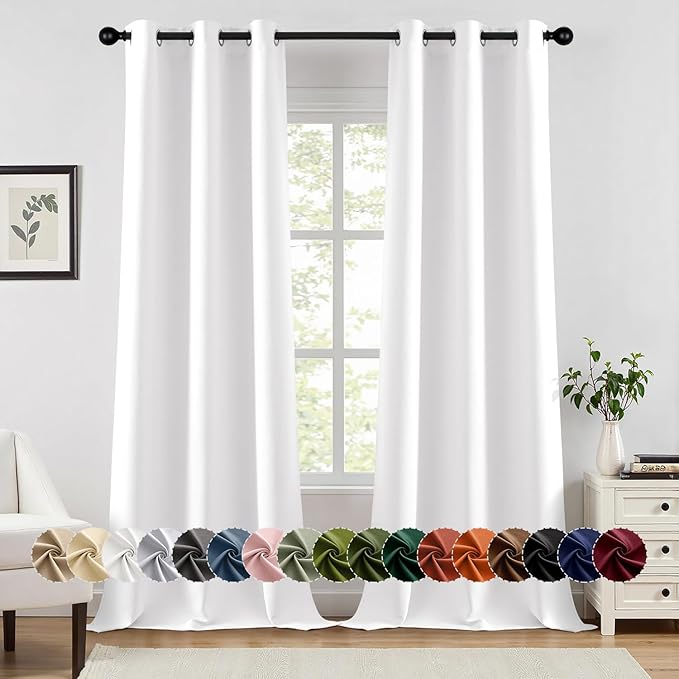 MIULEE Pure White Curtains for Bedroom Living Room 90 Inches Long 2 Panels by MIULEE