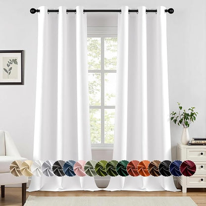 MIULEE Pure White Curtains for Bedroom Living Room 96 Inches Long 2 Panels by MIULEE