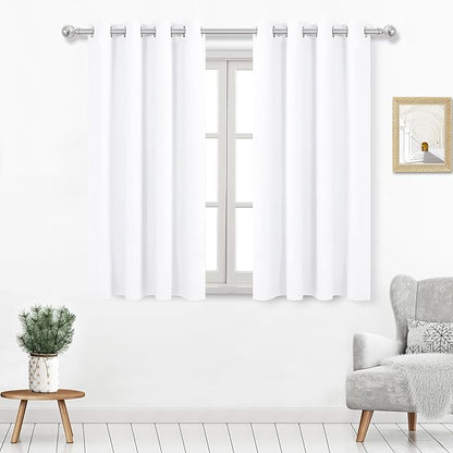 DWCN Pure White Curtains 45 Inches Long, Thermal Drapes by DWCN