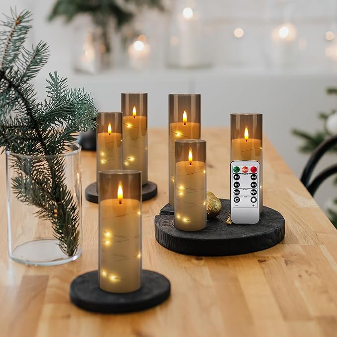 24pcs Flameless Grey Pillar Candle - Image 7