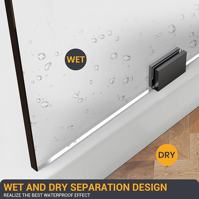 23" W×78.75" H Shower Glass Panel, Fixed Frameless Shower Screen - Image 4