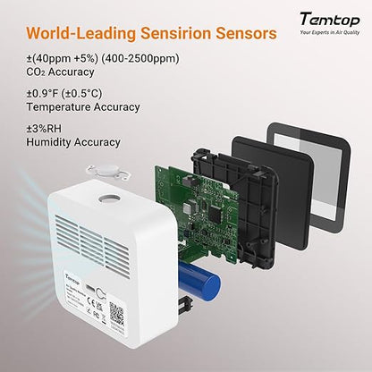 Temtop CO2 Monitor Indoor Air Quality Monitor 3 in 1 CO2 Meter, 180 Days - Image 6