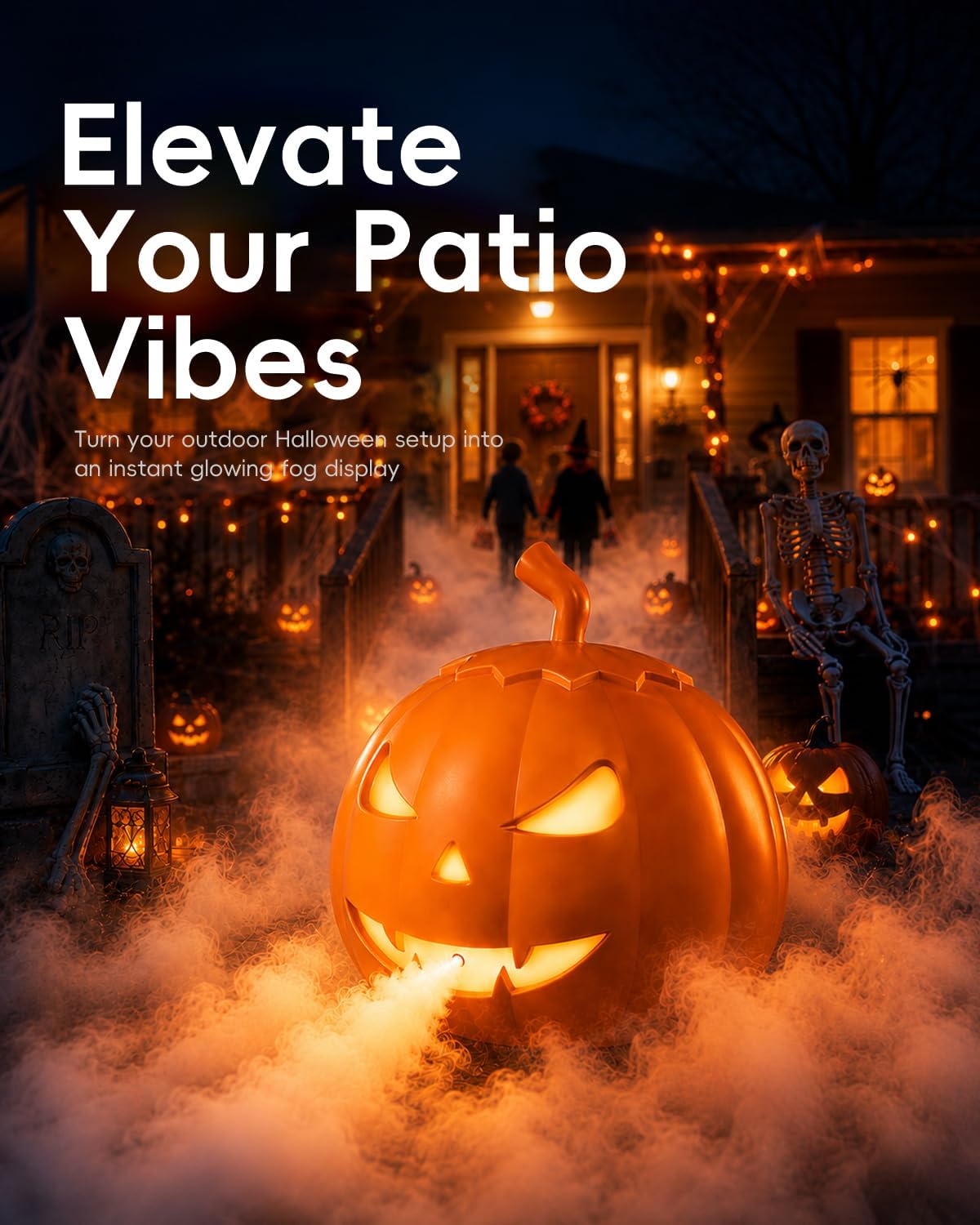 HOPOCO Halloween Pumpkin Fog Machine with 12 LED Colors & 4 Light Modes