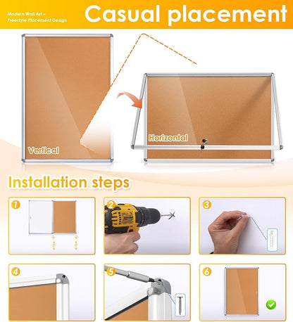 SWANCROWN Enclosed Bulletin Cork Board 36x24 in, Lockable Bulletin Board - Image 4