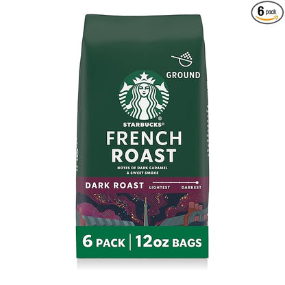 Starbucks Ground Coffee, Dark Roast Hot or Iced Coffee, French Roast, Six 12 oz by StarbucksCoffee