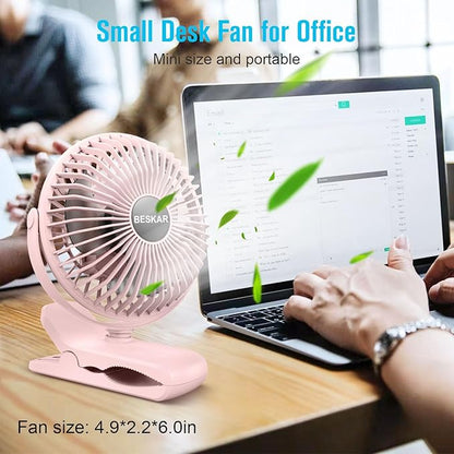BESKAR Portable Clip on Fan Rechargeable, 4 Speeds Small Battery Operated Fans - Image 3