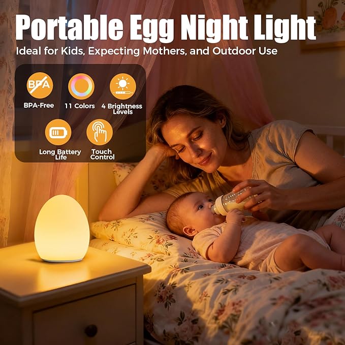 Harmobub Baby Night Light, Silicone Egg Light - Image 6