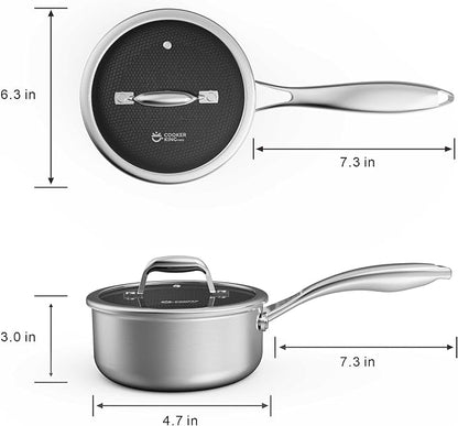COOKER KING 1.5 Quart Stainless Steel Saucepan, Nonstick Sauce Pan, Ceramic - Image 7