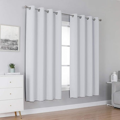 DUALIFE Greyish White Curtains for Small Windows Thermal Insulated Window - Image 2
