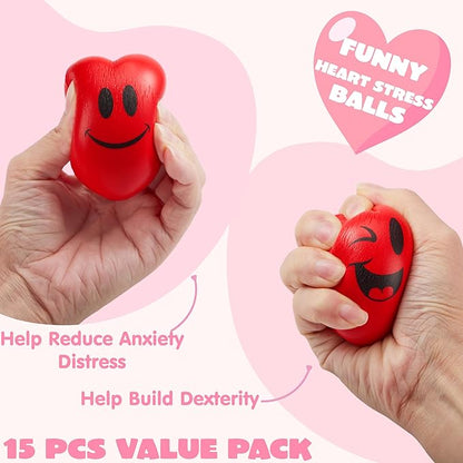 JOYIN 15 PCS Valentines Day Heart Shaped Stress Relief 3“ Balls - Image 3