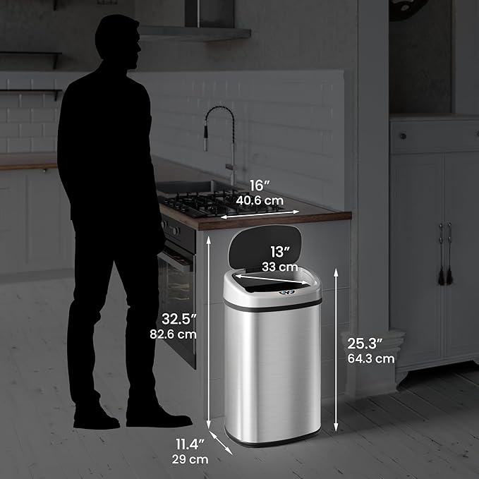 iTouchless 13 Gallon Oval Sensor Trash Can - Image 7