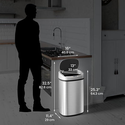 iTouchless 13 Gallon Oval Sensor Trash Can - Image 7
