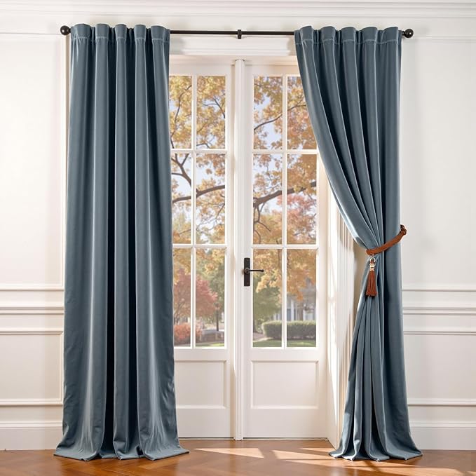 Lazzzy Velvet Blackout Curtains Thermal Insulated Room Window Drapes Super Soft by Lazzzy