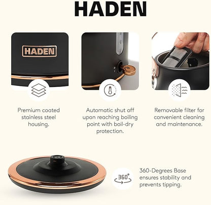 Haden Heritage 1.7 Liter Stainless Steel Electric Kettle, Hot Water Tea Kettle - Image 3